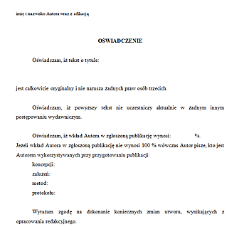 Oświadczenie autora